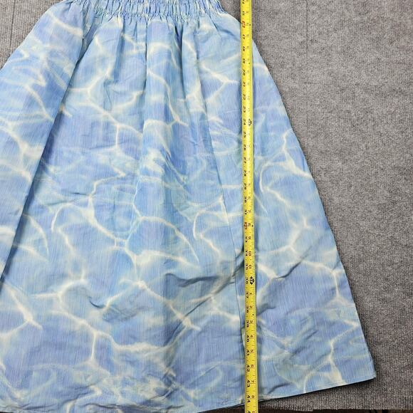 Ann Mashburn Dress Womens Medium Blue Water Smocked Waist A Line Midi Preppy - Picture 4 of 7